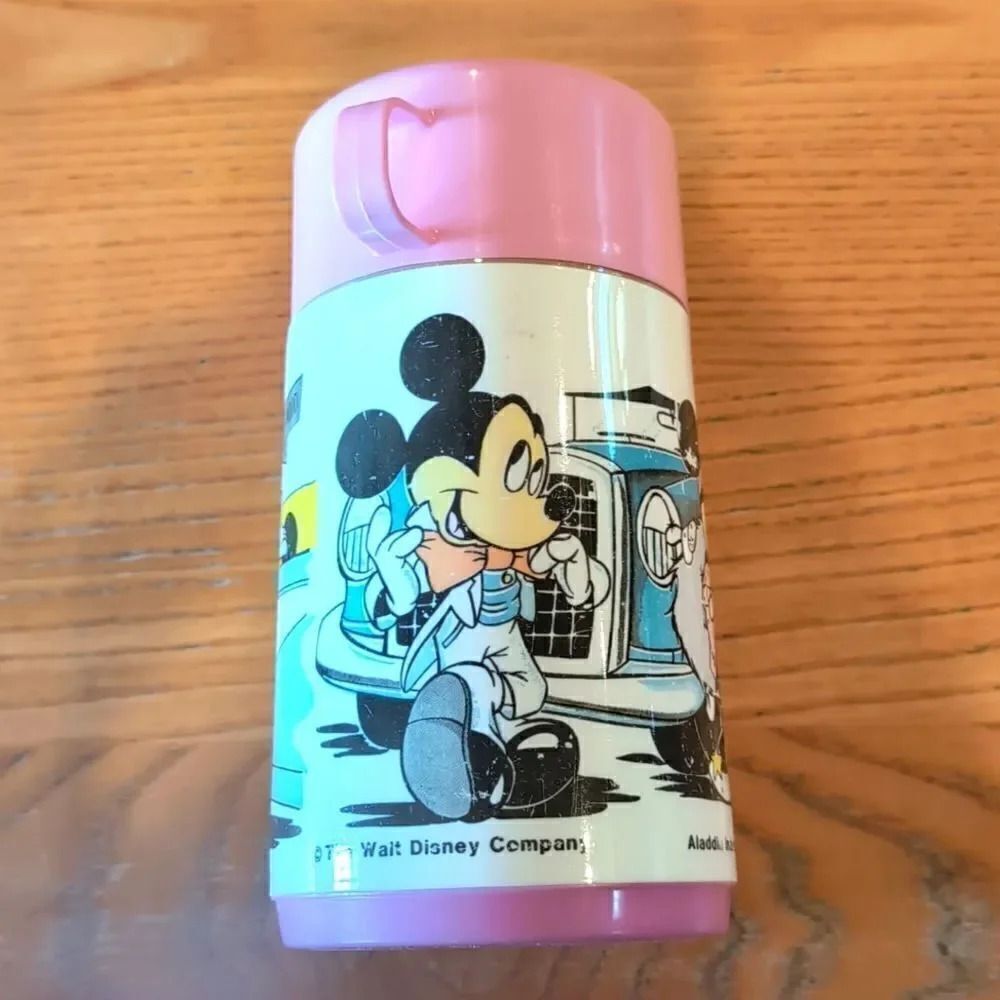 Vintage Mickey and Minnie Mouse Pink Children's Travel Mug, Aladdin Industries